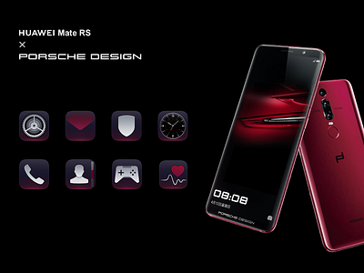 HUAWEI Mate RS × PORSCHE DESIGN black car clock contact dark email female game icon icons mate phone porsche porsche design red setting simple sport theme wallpaper