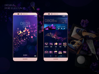Theme design for Elegance dark elegance elegant femail gold icon icons luxury premium purple skeuomorph sparkle theme