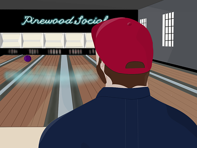 Pinewood Social//Illustration bowling character design editorial art illustration nashville