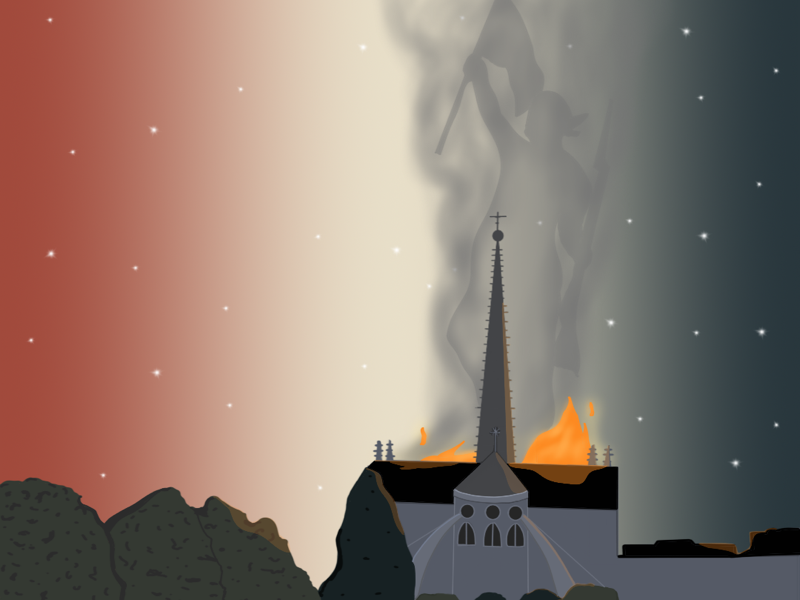 Lady in the Smoke//Notre Dame Illustration editorial illustration burning notre dame cathedral catholic cathedral france paris notre dame