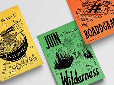 Old School Posters black and white boardgames community flyers handlettering illustration lineart noodles poster procreate vintage wilderness
