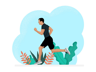 Man Jogging Outside Flat Illustration