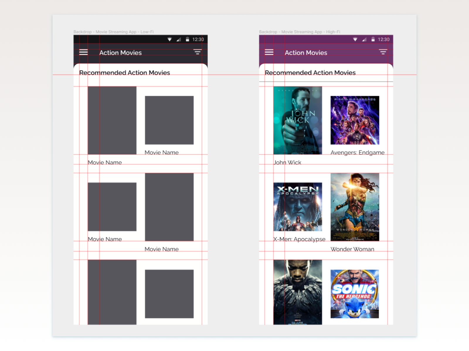 Material Design BackDrop Grid & Specs UI Design by Anurag V on Dribbble