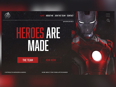 Avengers Inspiration Concept avengers design graphicdesign illustrator ironman marvel photoshop spiderman ui ux web webdesign website