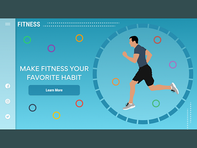 Fitness Landing Page with Running Man Illustration adobe illustrator adobe photoshop adobeillustrator artwork color design flat graphicdesign illustration illustrations illustrator landing landing page landing page design landingpage minimal minimalist social typography visual design