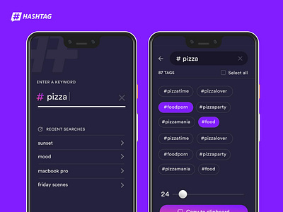 Hastag hashtag mobile mobile app tag ui