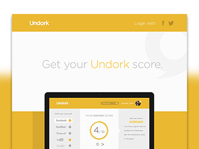 Undork clean color design flat grid landing page layout responsive social ui ui design web design