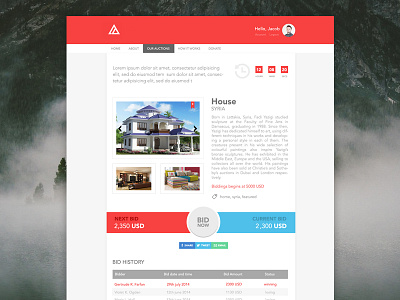 Auction Page icon interfaces landingpage psd red simple sqaure ui ux web white