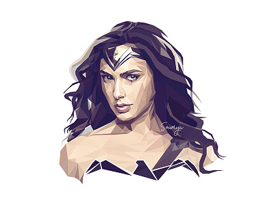 Low Poly Portrait - Wonder Woman illustration lowpoly wonder woman