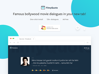 FilmyQuote Chrome Extension chrome extension dribbble