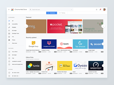Chrome Web Store Visual Redesign chrome store material design redesign