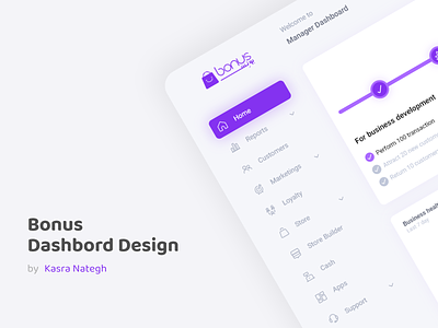 Bonus Dashboard Design adobexd bussines cash chart dashboard design icon loyalty marketplace menu minimal purple report store streamline ui uidesign ux