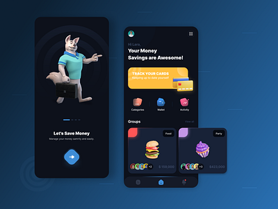 Personal Finance App app bluedesign concept dark darkdesign darktheme finance iconly illustration money ui uidesign uiux ux