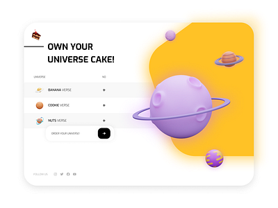 UNIVERSE CAKE! bakery cake figma illustration landing page minimal nasa online shop orange uidesign uiux universe