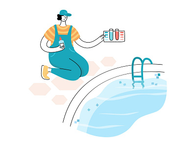 Pool maintenance blue care character clean cleaning flat illustration maintenance minimal pool service water