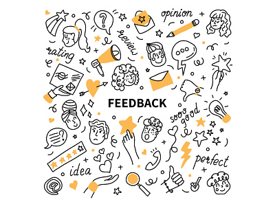 Feedback concept assessment character customer feedback flat handdrawn illustration minimal online review survey vector