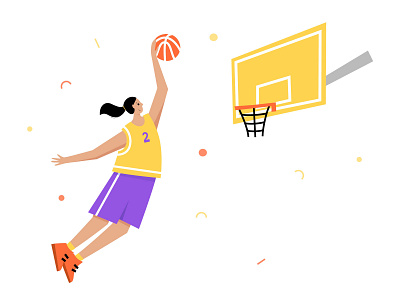 Girls like sport ball basket basketball character dribble flat illustration minimal player sport vector