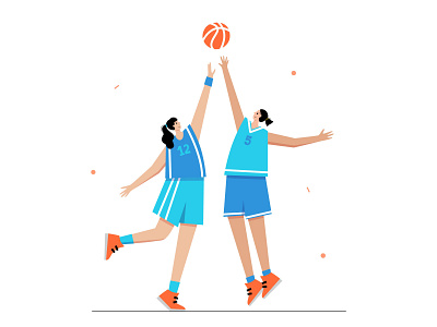 Game moment ball basketball character dribble flat game illustration minimal player sport vector woman