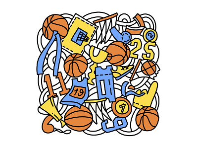 Basketball background ball basket basketball competition doodle flat illustration line sport vector win