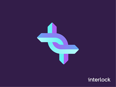 "Interlock" Logo 3d blue brand identity branding design gradient icon identity design illusion logo logo design logos minimalist