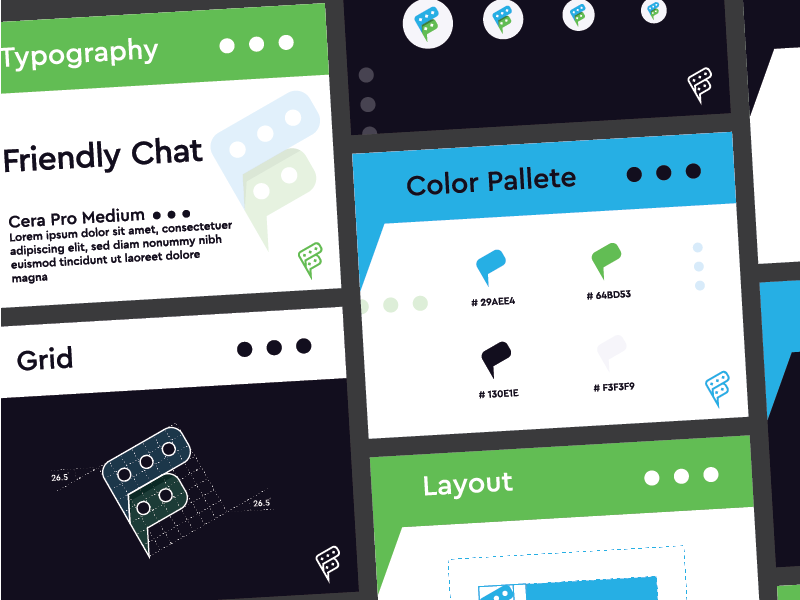 Friendly Chat Brand Guidelines logo grid identity branding brand book grid brand app icon monogram identity app modern logodesign illustrator minimalist icon branding logo design logo logos identity design brand identity