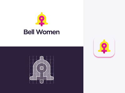 "Bell Women" Logo Grid + Icon app app icon bell brand brand identity branding design grid icon identity design illustrator logo logos minimalist modern vector woman logo women