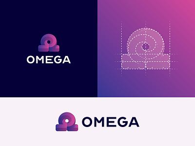 "Omega" Logotype & Grid 3d brand identity branding design gradient gradient logo icon identity identity design illustrator logo logo design logo grid logodesign logos logotype minimalist modern monogram