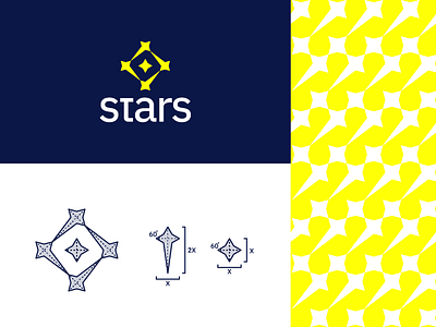 "Stars" Logotype & Grid brand identity branding design icon identity design illustration illustrator logo logo design logos minimalist modern space star logo stars yellow yellow logo