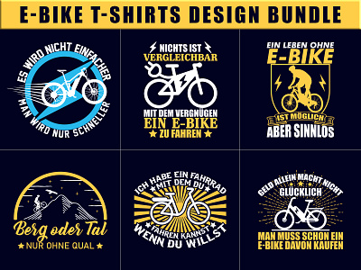 E Bike T-Shirts Design Bundle design ebike graphic design illustration tshirt art tshirt design tshirts typography