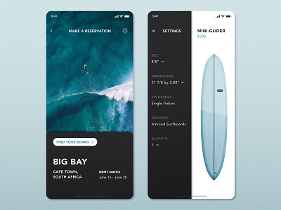 Daily UI I Settings I Surfboard App app daily100 dailyui minimal mobile mobile ui settings surf surf app surfboard ui ux