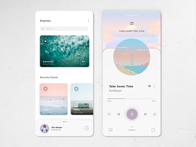 Music player app daily ui dailyui flat design minimalist mobile ui music music app music player surf surfaces ui ui design