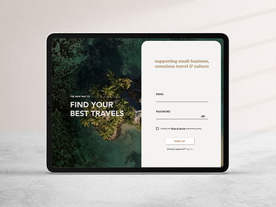 Sign up Page app app design daily ui design form log in minimalist sign up travel travel app ui ui design uiux web web design