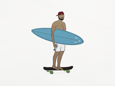 Surf & skate vibes design flat design flat illustration illustration minimalist singer skate surf surfing