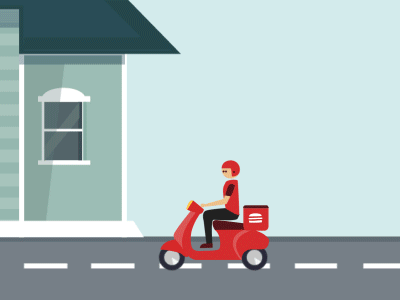 Delivery Guy animation bike burger delivery funny guy house motion street thief