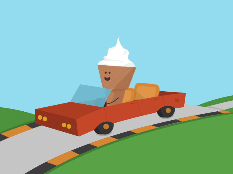 Ice-Cream Driving animation car drive funny ice cream landscape road