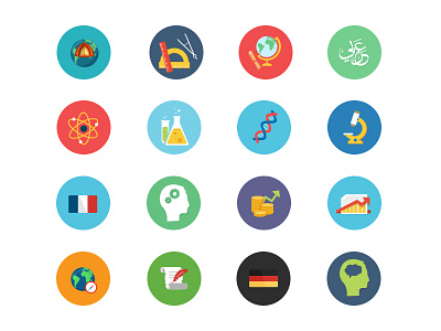 Flat Icons clean education flat icons study subjects