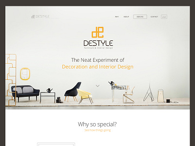 Destyle Landing Page clean decoration furniture interior landing page minimalistic product simple style ui ux web