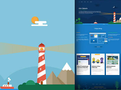 My Website - Landing Page (html css) (landing animation boat landscape lighthouse page) plants portfolio sea sky sun