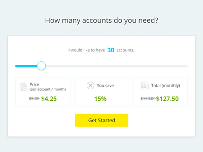 Pricing/Account Slider