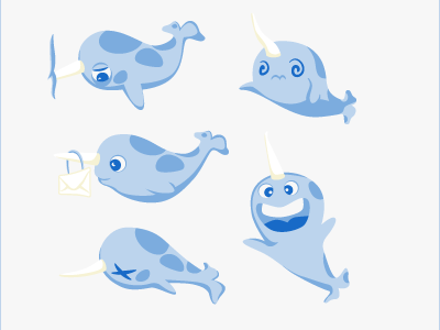 Narwals blue character design error pages illustration narwal