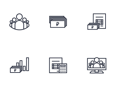 BTC Icons account bill chart doc icon members money monitor rouble rub team trade