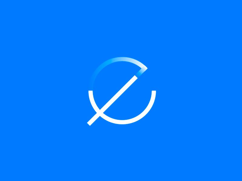 Exilion Logo blue circle e ex identity letter logo preloader software x