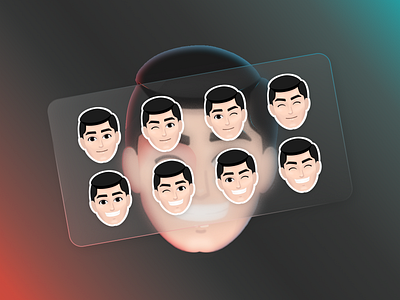 Male Faces character face figma glass glassmorphism man face man smiling mascot mascot character neon neon light person procreate procreate app smile smiley smiley face wink
