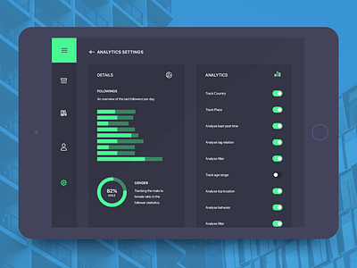 DailyUI #007 analytics app challenge dailyui dailyui007 graph settings tablet ui ux