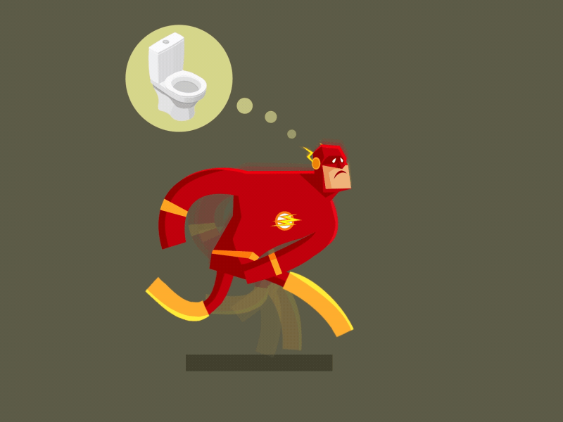 Mr.Flash running to toilt funny - character animation 2d animation animated gif animation art character character animation design illustration illustrator motion vector