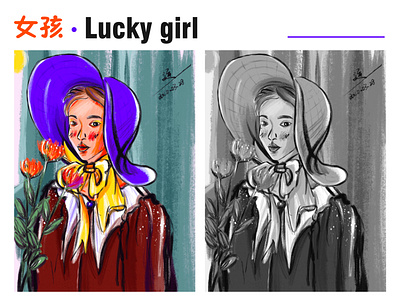 Lucky girl design painting