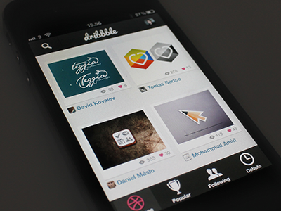 Dribbble for iPhone app app design design dribbble gui interface iphone noise retina ui