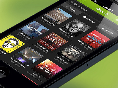 Spotify App - Album search album app application black dark green grey ios iphone music search spotify