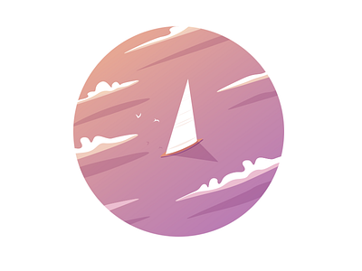 Morning boat clouds icon illustration