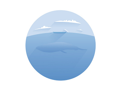 sunny day boat icon whale